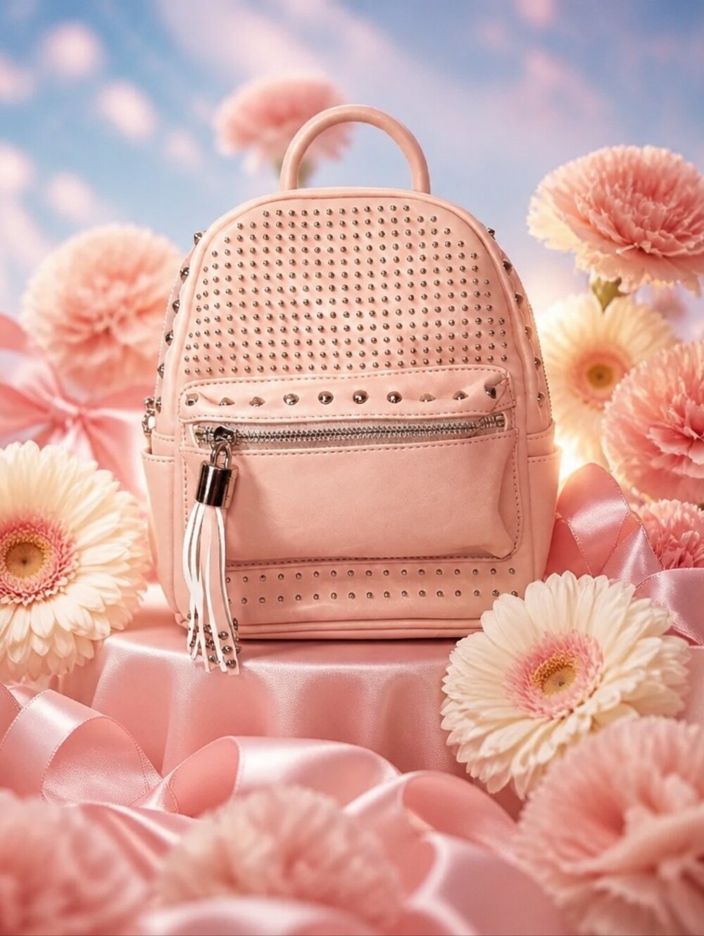 Brentano Blush Pink Studded Mini Backpack Convertible Crossbody Bag NWT